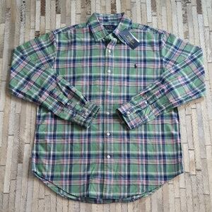 Polo Ralph Lauren Men's Size M Pastel Plaid Classic Fit Long-Sleeve Oxford Shirt